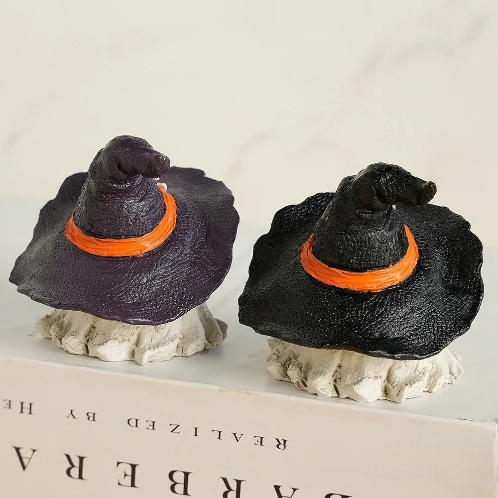 1PC Halloween Horror Hat Ghost Resin Craft Home Decor Scary Ornament Decoration Party Gift Spooky Collectible Art Fairy Garden