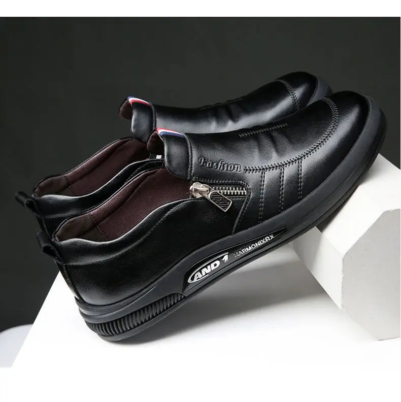 Leather shoes for men in spring new Korean casual leather shoes small white shoes fashionable and trendy breathable driving shoe - Premium  from Lizard Vigilante - Just $22.99! Shop now at Lizard Vigilante