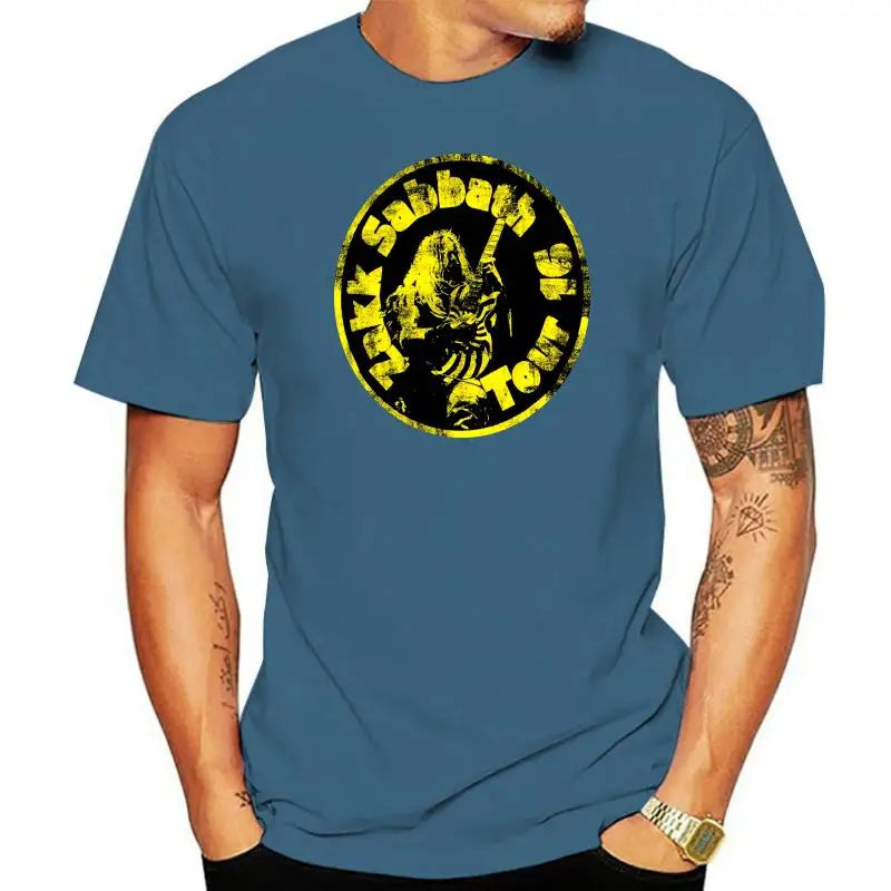 Zakk Sabbath Men’s Yellow Circle Graphic T-Shirt – Black Tee with Colorful Design - Premium T-Shirt from Lizard Vigilante - Just $23.88! Shop now at Lizard Vigilante