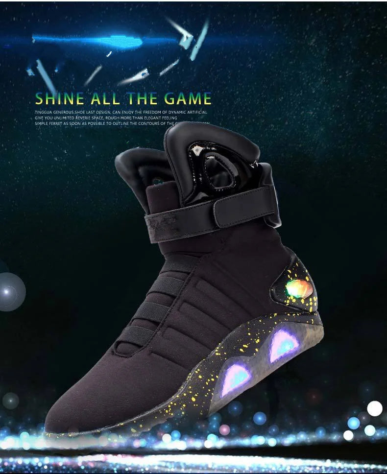 UncleJerry Men Boots Back to Future Adult USB Charging LED Shoes with Remote Control for Men and Women Boots for Party Mag - Premium  from Lizard Vigilante - Just $120.99! Shop now at Lizard Vigilante