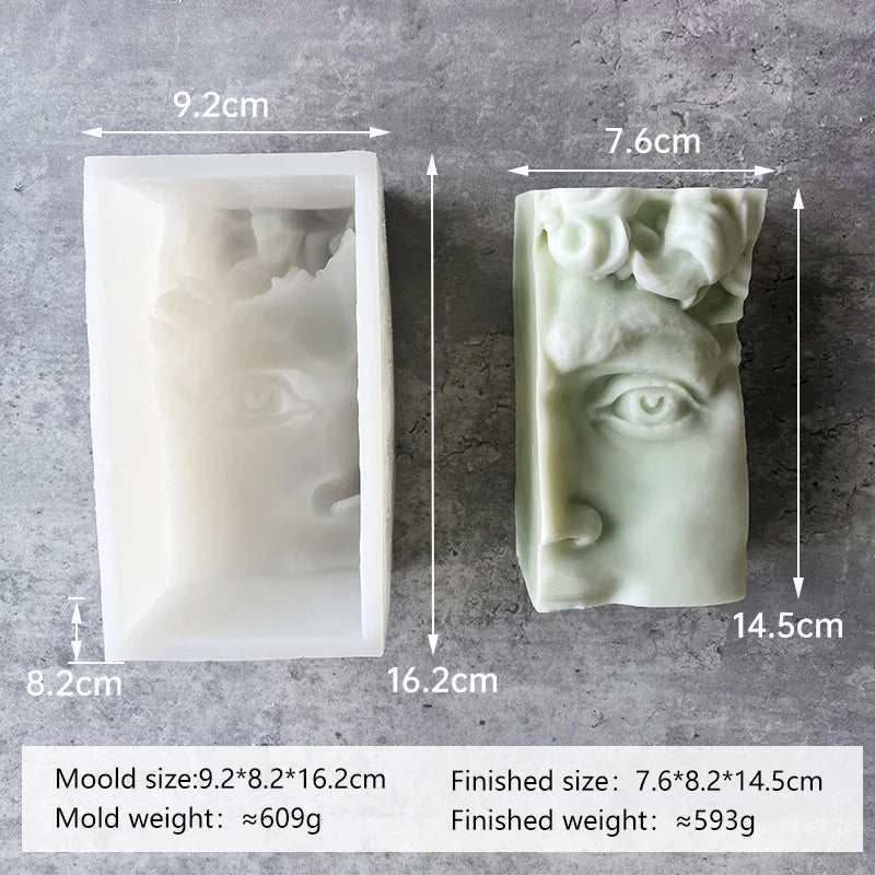 Abstract Imitation Jesus David Sculpture Mold Modern Square Plaster Mold Candle Silicone Aromatherapy Resin Plaster Mold