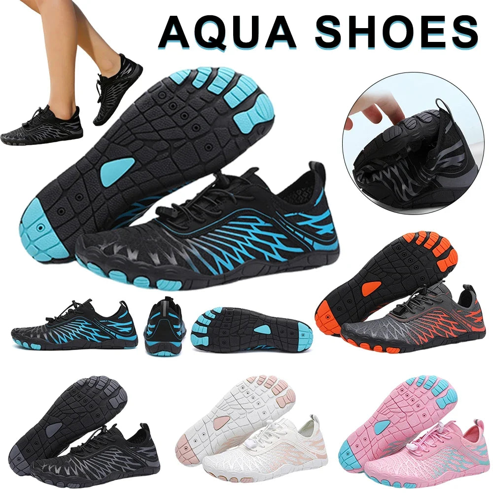 Swim Shoes Biking Aqua Shoes – Breathable Lace-Up Diving Sneakers for Men & Unisex - Premium swim shoes from Lizard Vigilante - Just $38.88! Shop now at Lizard Vigilante