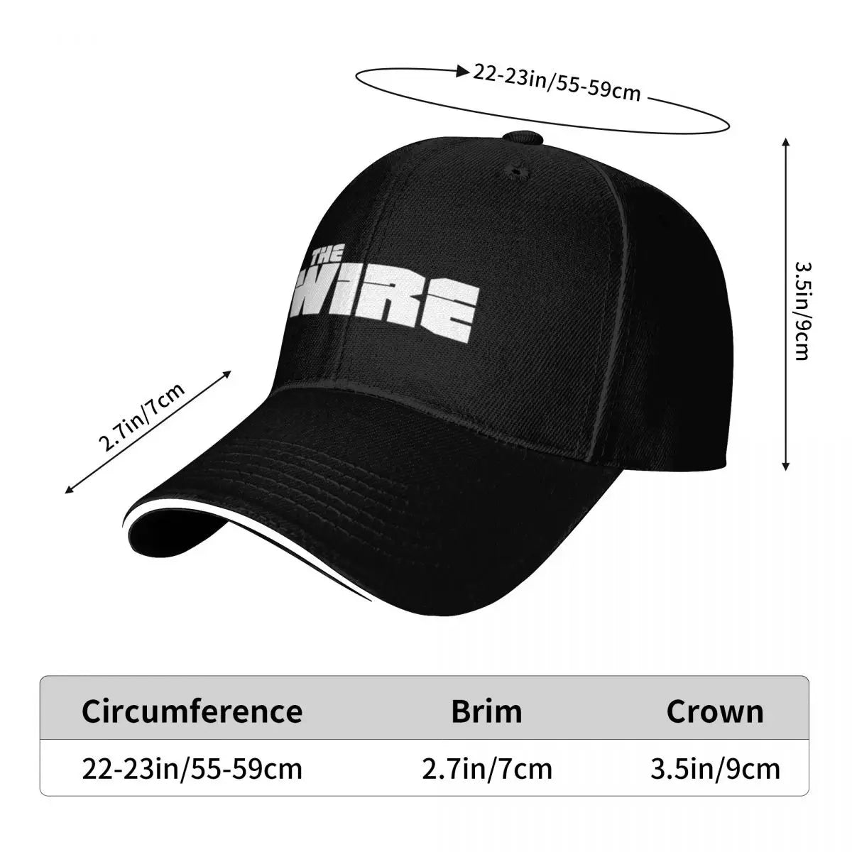 The Wire Logo Luxury Baseball Cap Black Adjustable Streetwear Hat Men Women