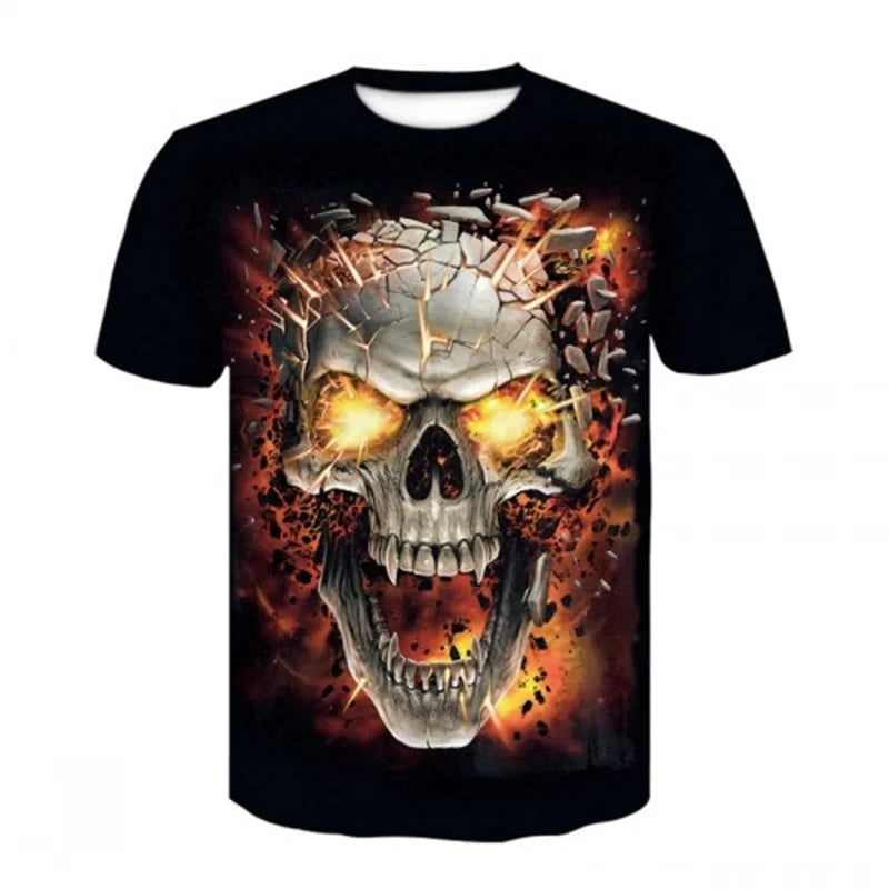 3D Heavy Metal Skull Print T-shirts Punk Rock Men's Tops Summer Casual Party Short Sleeve New Trend Men's Fashion Streetwear - Premium  from Lizard Vigilante - Just $21.99! Shop now at Lizard Vigilante