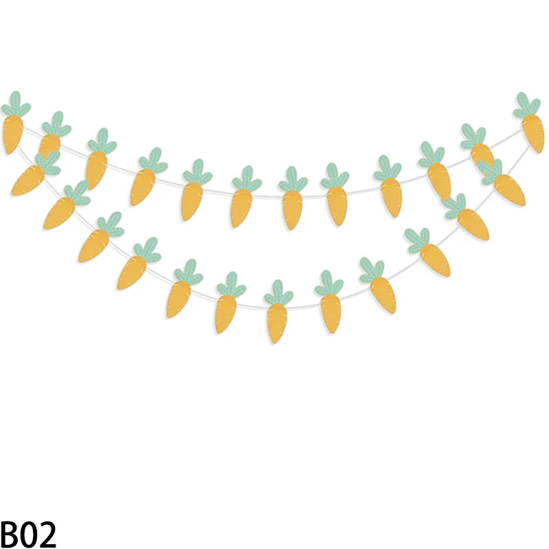 3M Happy Easter Banner Rabbit Carrot Egg Cartoon Bunny Garland Wall Hanging Bunting Flag Easter Party Decoration For Home