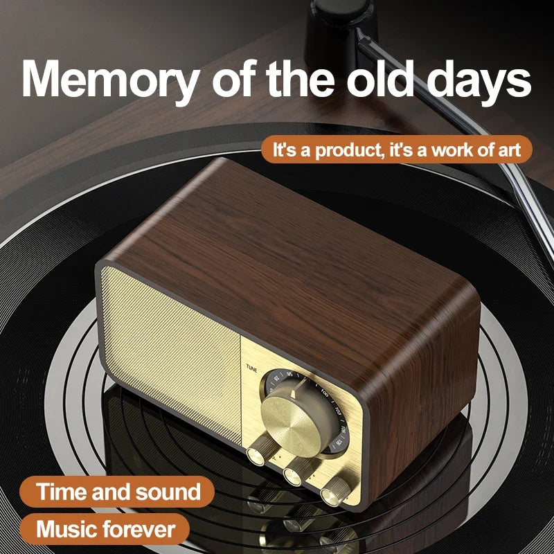 Nostalgic Bluetooth Speaker Bluetooth Sound Retro Classic Speaker Retro Radio Wireless Bluetooth 5.0 Wooden Portable Subwoofer