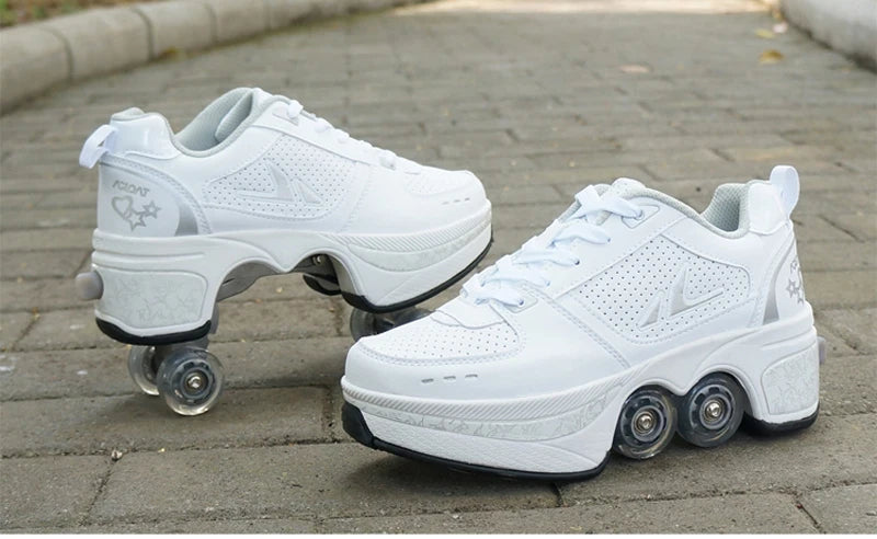 Kids Four-Wheel Roller Skate Shoes Casual Deformation Parkour Sneakers Skates Adult Stage personalized Sport Roller Skate Shoes - Premium  from Lizard Vigilante - Just $128.99! Shop now at Lizard Vigilante