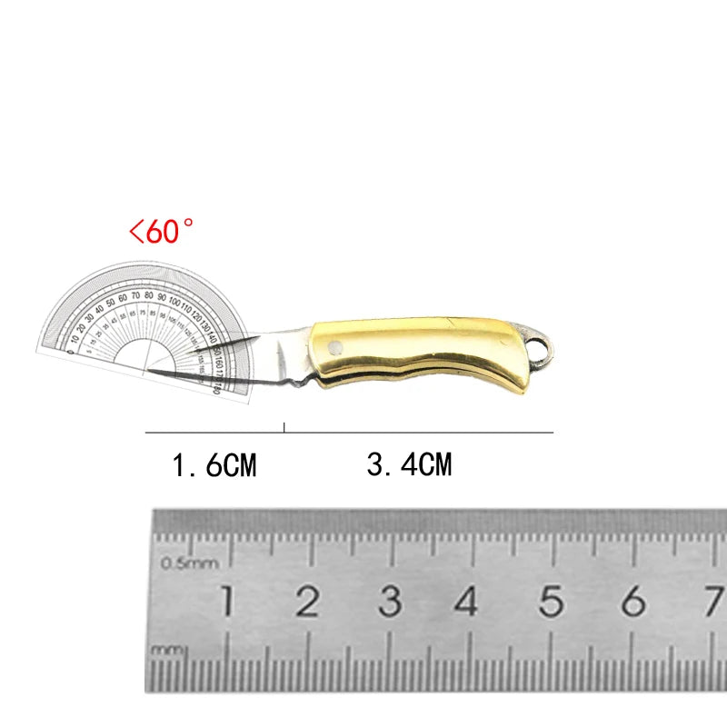 Mini Brass Folding Knife Sharp Delicate Knife Gift Outdoor Carry Key Chain Pendant Pocket Knife Self-defence Delivery Tools - Premium  from Lizard Vigilante - Just $5.99! Shop now at Lizard Vigilante