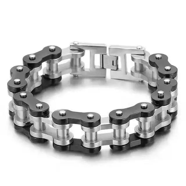 Titanium Riot Chain Biker Bracelet — Rainbow & Blue Heavy Punk Edition