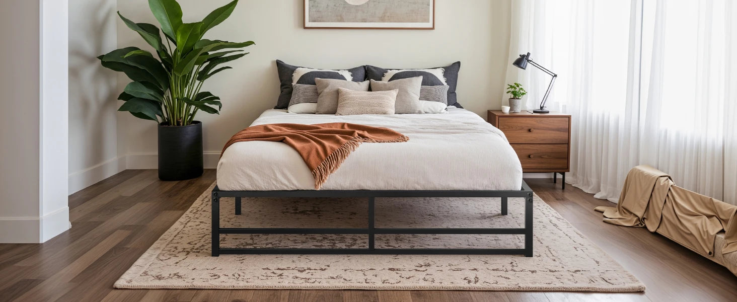 HOOMIC Sturdy Metal Bed Frame with Reinforced Structure – Noise-Free Mattress Foundation, Headboard Compatible, No Box Spring Required - Premium bed frame from Lizard Vigilante - Just $103.99! Shop now at Lizard Vigilante