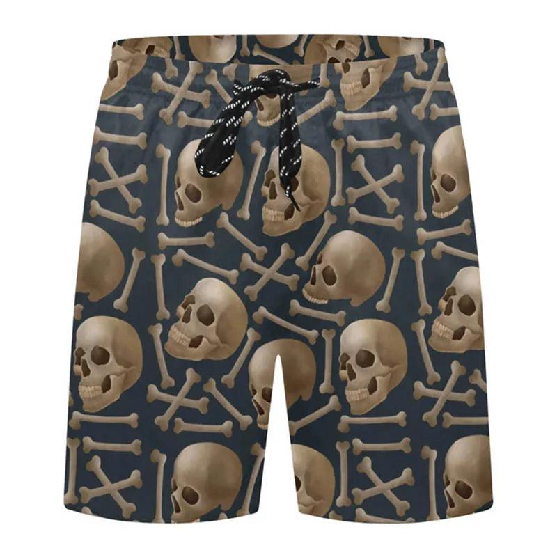 Skull Flowers 3D Printed Casual Shorts Summer Unisex Street Gothic Cool Sports Shorts Skateboarding Short Pants Man Unisex - Lizard Vigilante