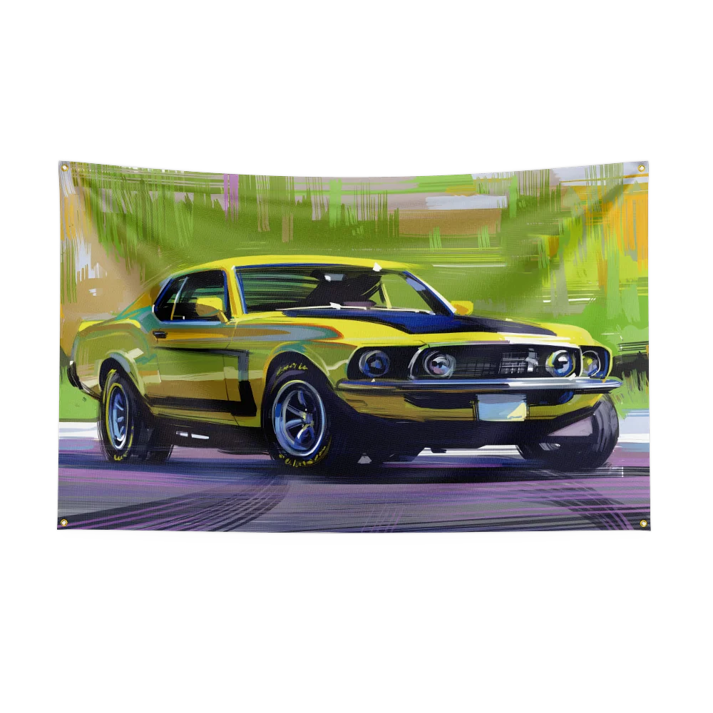 Retro American Muscle Racing Car Flag - Polyester Printed Decoration Banner Tapestry - Premium flag from Lizard Vigilante - Just $15.99! Shop now at Lizard Vigilante