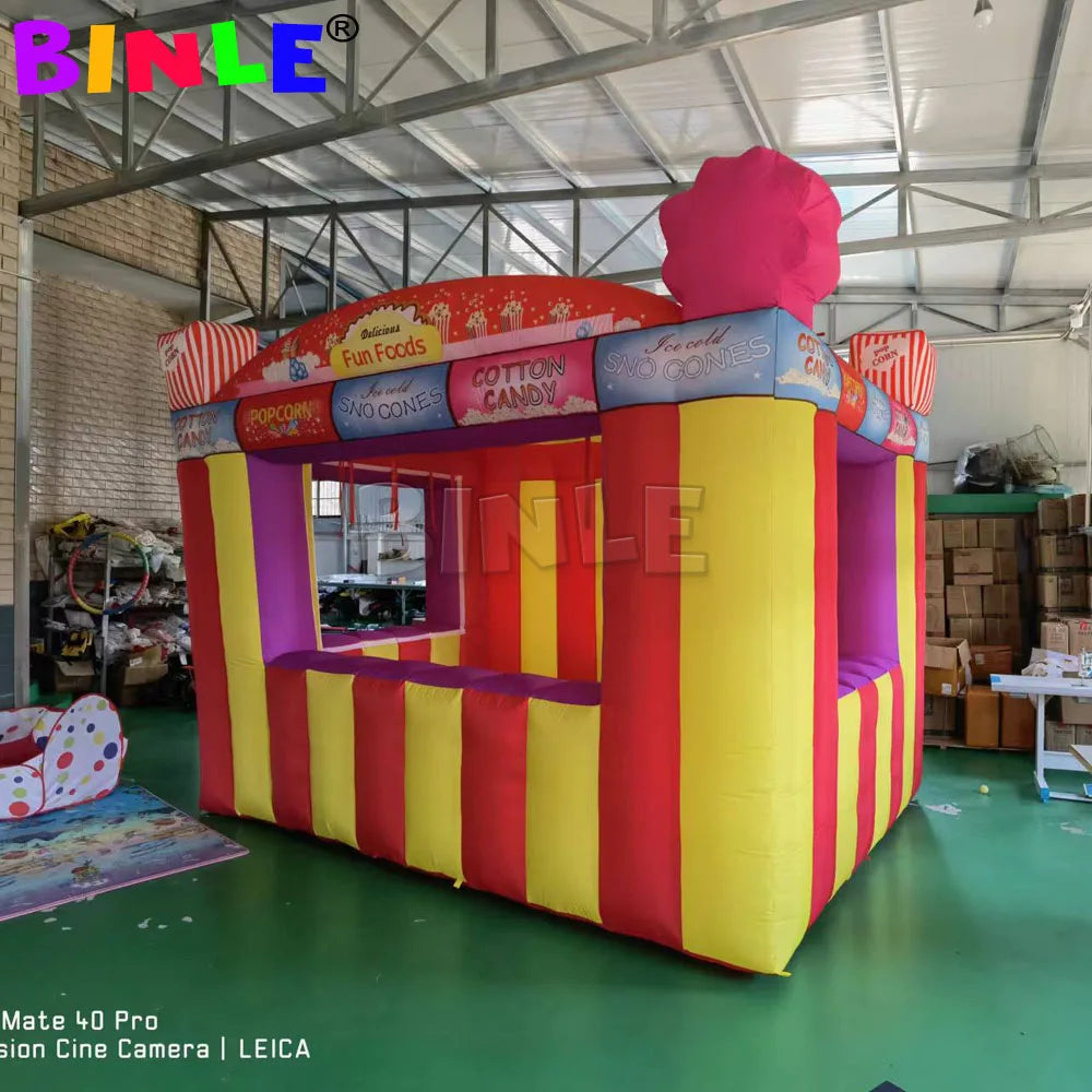 3M Inflatable Carnival Treat Shop – Portable Fast Food Cabin Booth, Foldable Concession Stand with Curtain - Premium  from Lizard Vigilante - Just $1500.99! Shop now at Lizard Vigilante