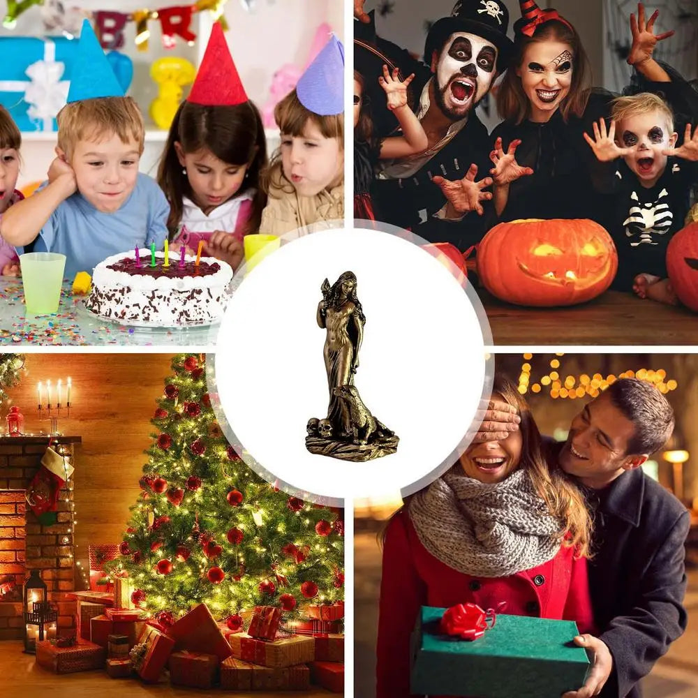 Goddess Statue Resin Sculpture Figurine Retro Witch Statue Goddess Spiritual Figurine Craft Art Statue for Home Decoration