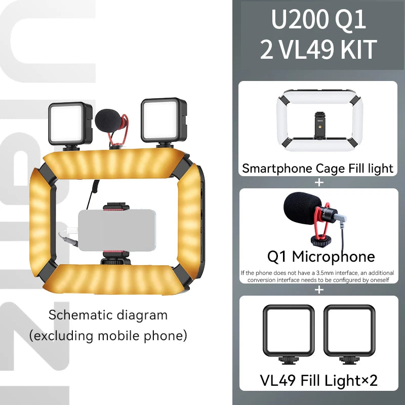 Ulanzi U200 Smartphone Video Rig with LED Ring Light – 2-in-1 Cold Shoe Mount for Microphone, Perfect for TikTok, YouTube, and Vlogging - Premium ring light from Lizard Vigilante - Just $87.99! Shop now at Lizard Vigilante