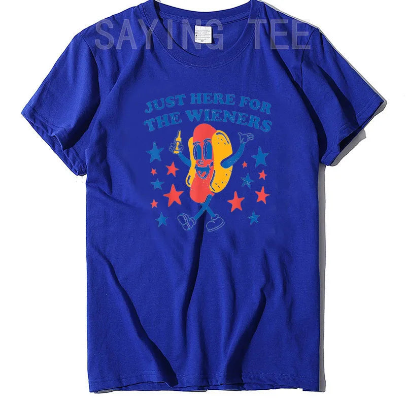 I'm Just Here for The Wieners Hot Dog 4Th of July T-Shirt Hotdogs Fast Food Lover Graphic Tee Tops Humor Funny Americans Clothes - Premium t-shirt from Lizard Vigilante - Just $23.99! Shop now at Lizard Vigilante