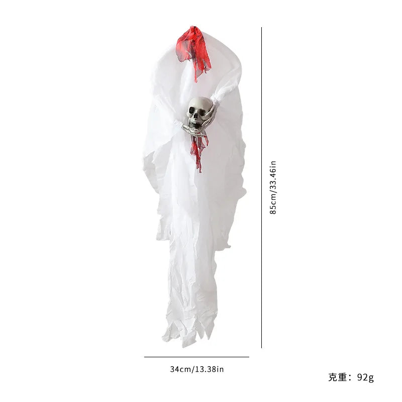 Halloween Gauze Skull Decor - Horror Grim Reaper, Headless Ghost & Red-Haired Ghost Ornaments for Haunted House Decoration