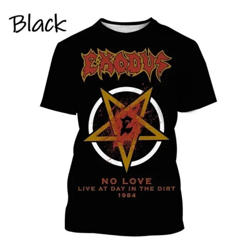 Metal Rock Exodus Band 3D Print O-Neck Tshirt Men Fashion Tees Casual Short Sleeve Oversized  Y2K Harajuku Unisex Clothing - Premium T-Shirt from Lizard Vigilante - Just $23.99! Shop now at Lizard Vigilante