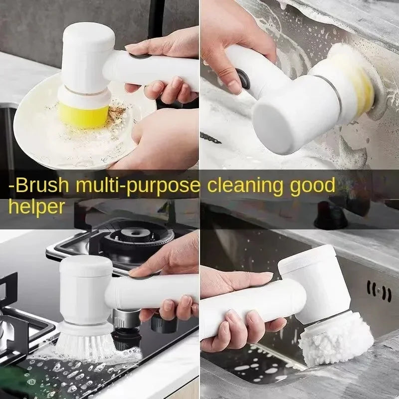 New Power Scrubber 5 Replaceable Brush Heads Electric Spin Scrubber Bathroom Cleaning Brush Power Scrubber Electric Brush Home - Premium  from Lizard Vigilante - Just $16.99! Shop now at Lizard Vigilante