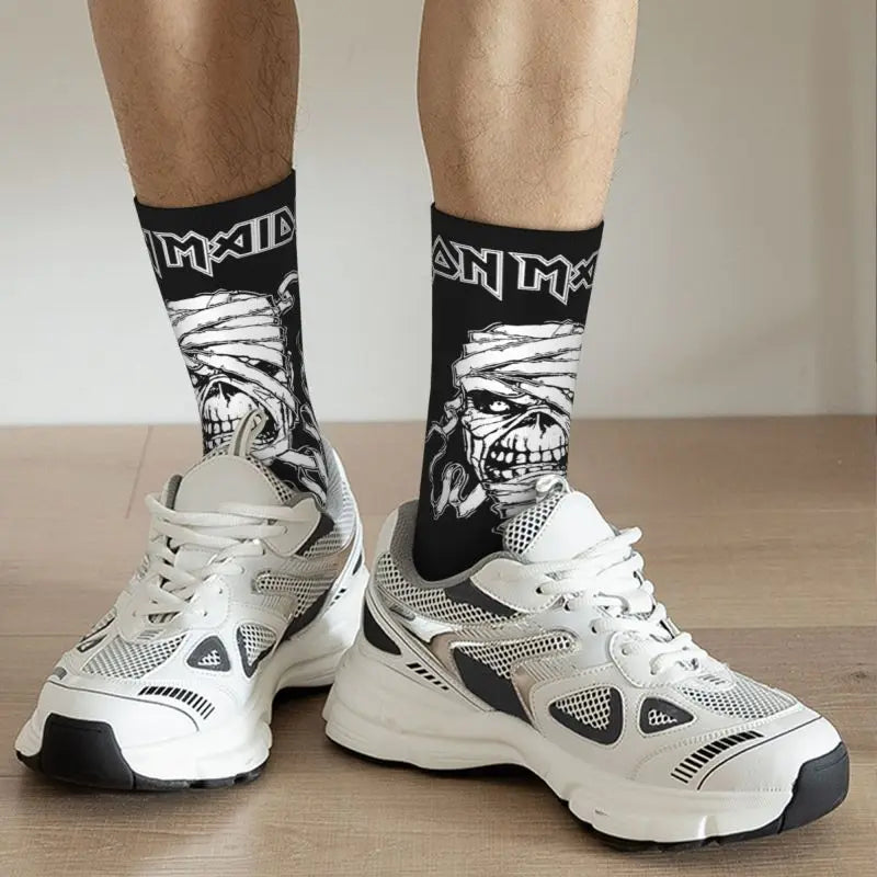 Iron Maiden Pop Roll Men's Crew Socks – Unisex 3D Printed Fashion Dress Socks for Rock & Roll Rebels - Premium socks from Lizard Vigilante - Just $16.88! Shop now at Lizard Vigilante