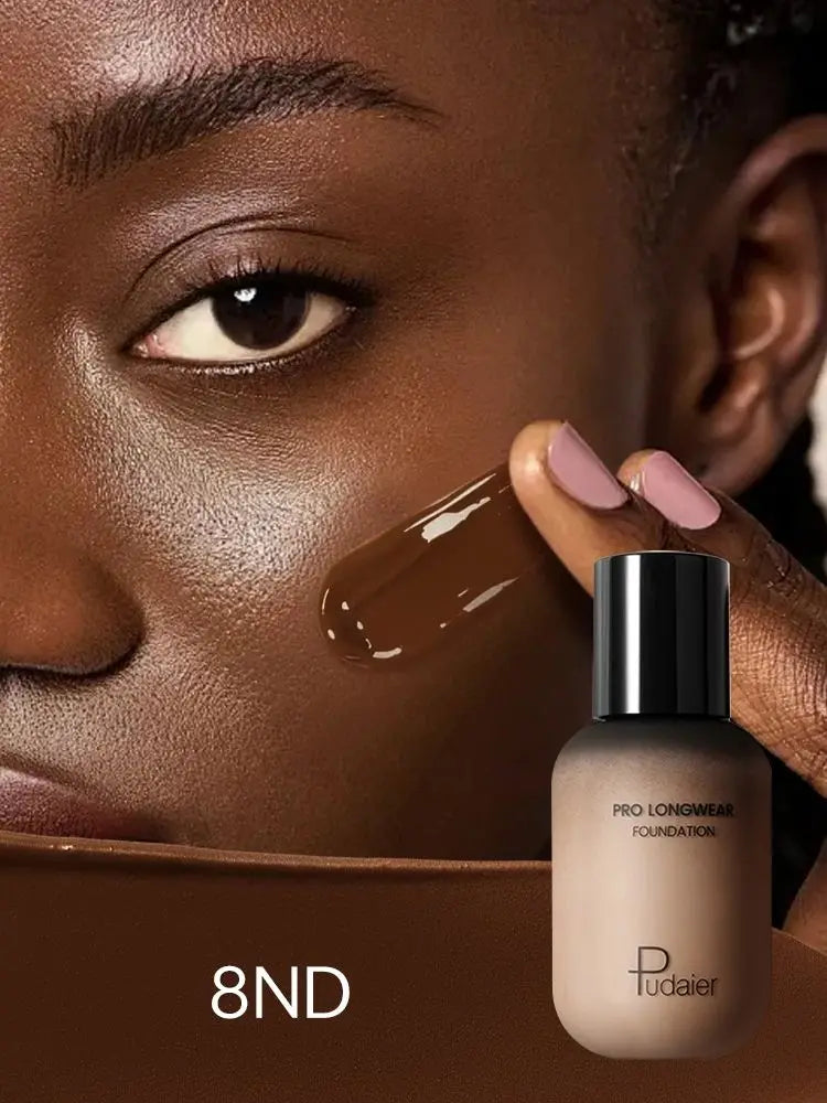 Pudaier Long-Lasting Natural Foundation - Brown Small Bottle, Matte Finish, Non-Sticky, Creamy Texture, Suitable for All Skin Ty