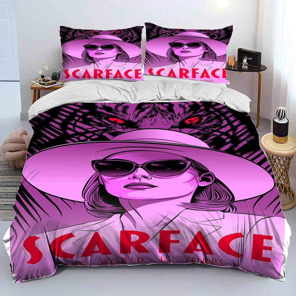 Scarface 1983 Movie Tony 3D Printing Comforter Bedding Set,Duvet Cover Bed Set Quilt Cover Pillowcase,King Queen Size Bedding Set Kid - Premium bed spread from Lizard Vigilante - Just $62.99! Shop now at Lizard Vigilante