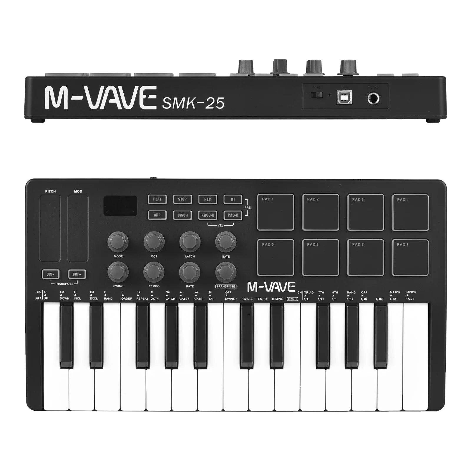 M-VAVE 25-Key MIDI Controller Keyboard Mini Portable USB Music Arranger Keyboard 8 RGB Backlit Pad Arranger Creation Accessories - Premium midi controller from Lizard Vigilante - Just $84.99! Shop now at Lizard Vigilante