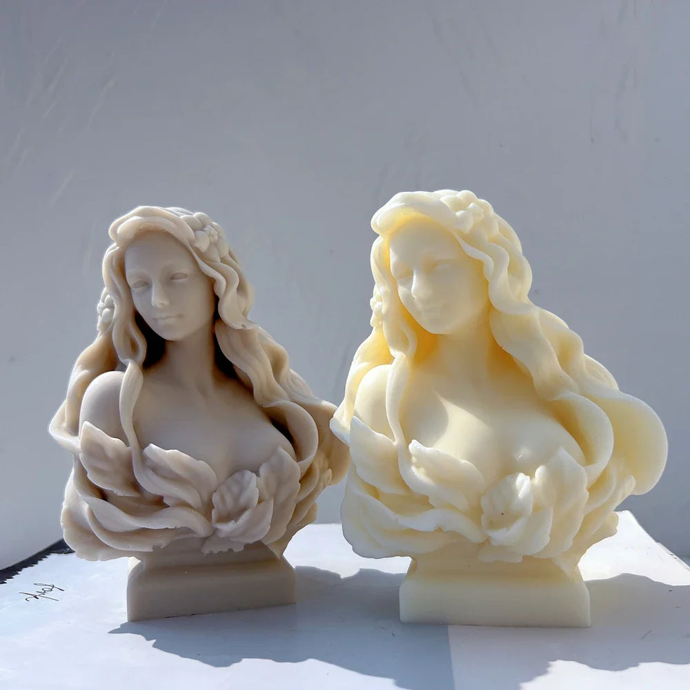 Beautiful Lady Statue Candle Mold Goddess Female Bust Silicone Molds Greek Art Woman Sculpture Soy Wax Tool