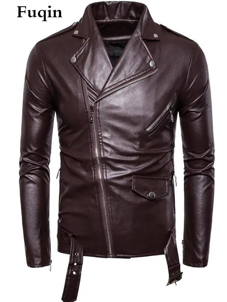 Real Leather Jacket For Men Rock Street Zipper Belt Coat Motorcycle Warm Fall  Jackets British Fashion Man PU Leather Clothing - Premium leather jacket from Lizard Vigilante - Just $64.99! Shop now at Lizard Vigilante