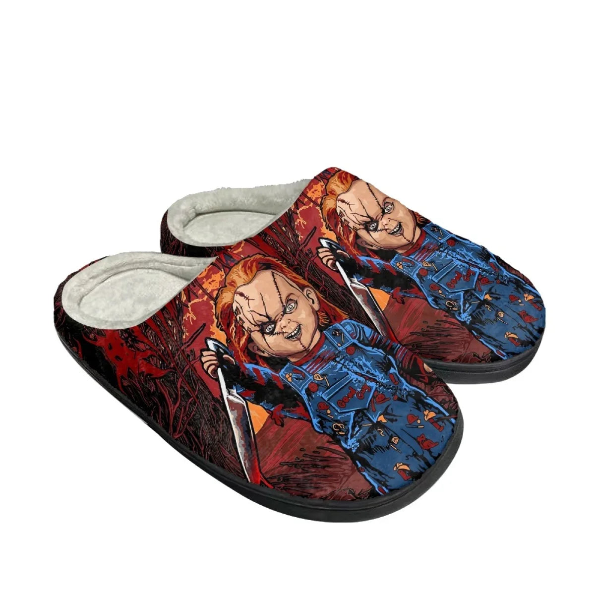 Horror Movie Killer Chucky™ Ladies Round Toe Plush Home Slippers – Cozy, Creepy, and Comfortably Warm - Premium slippers from Lizard Vigilante - Just $32.32! Shop now at Lizard Vigilante