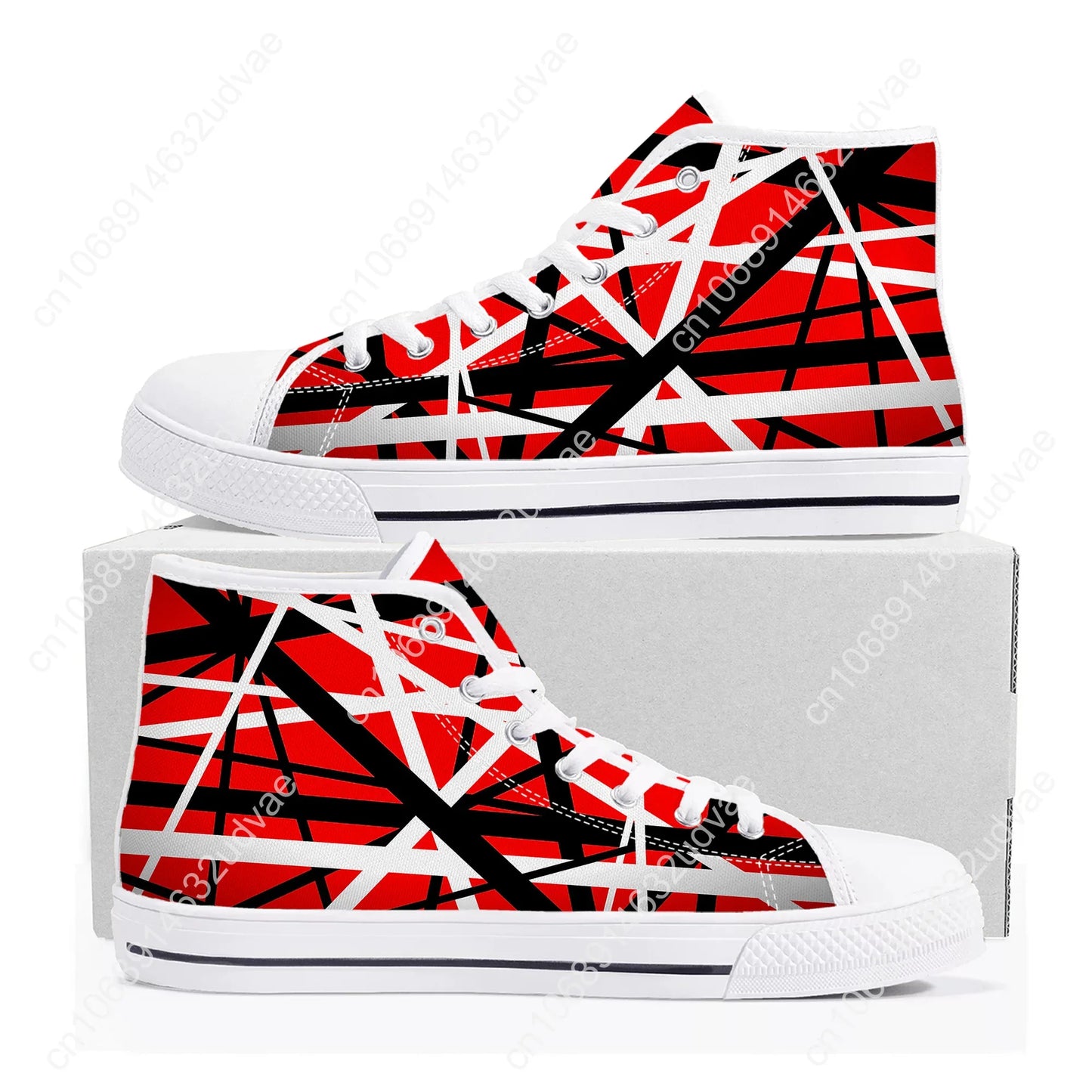 Van Halen 5150 High-Top Canvas Sneakers | Iconic Stripes Design | Casual Unisex Shoes - Premium shoes from Lizard Vigilante - Just $43.88! Shop now at Lizard Vigilante