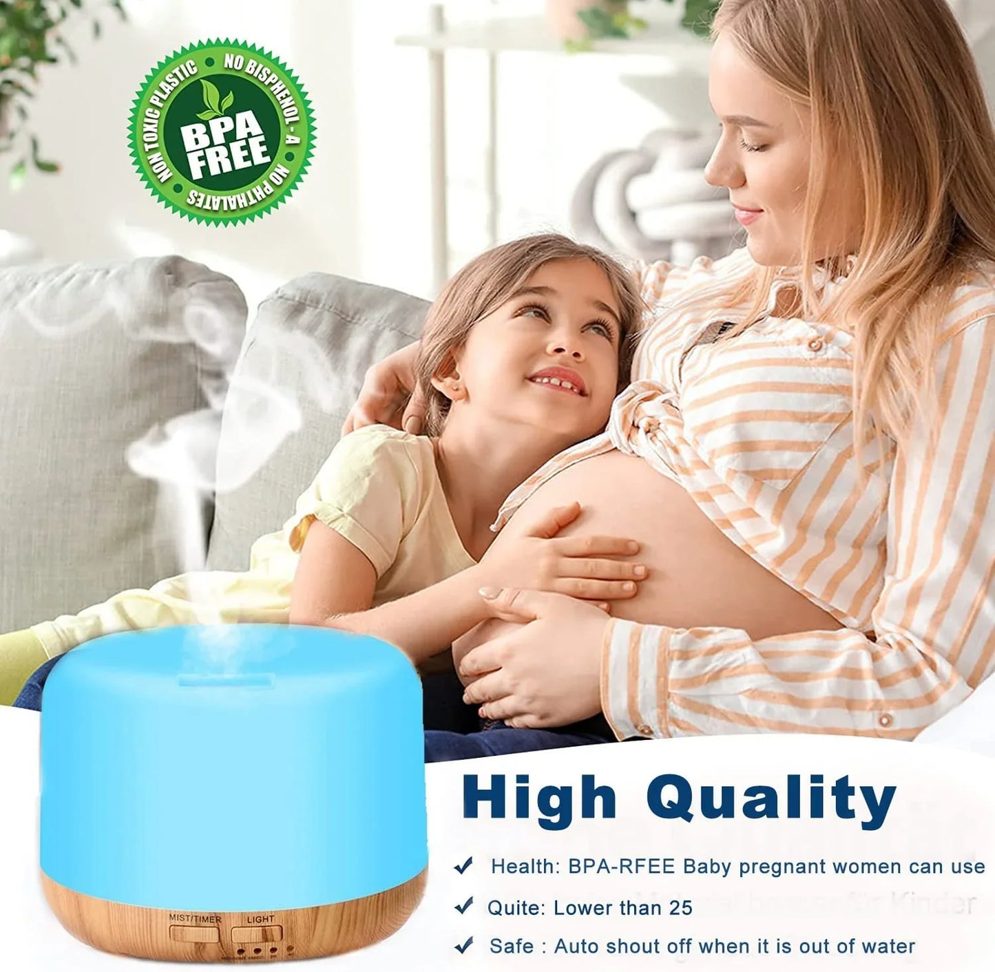 Aroma Diffuser, 300ml Aromatherapy Oil Diffuser with 7-Color Light, Timer-Adjustable Fog Mode Setting 300ML humidifier