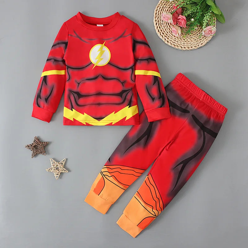 Avengers Superhero Pajama Set — Boys Long Sleeve Spider-Man & Iron Man Nightwear Cosplay Costume