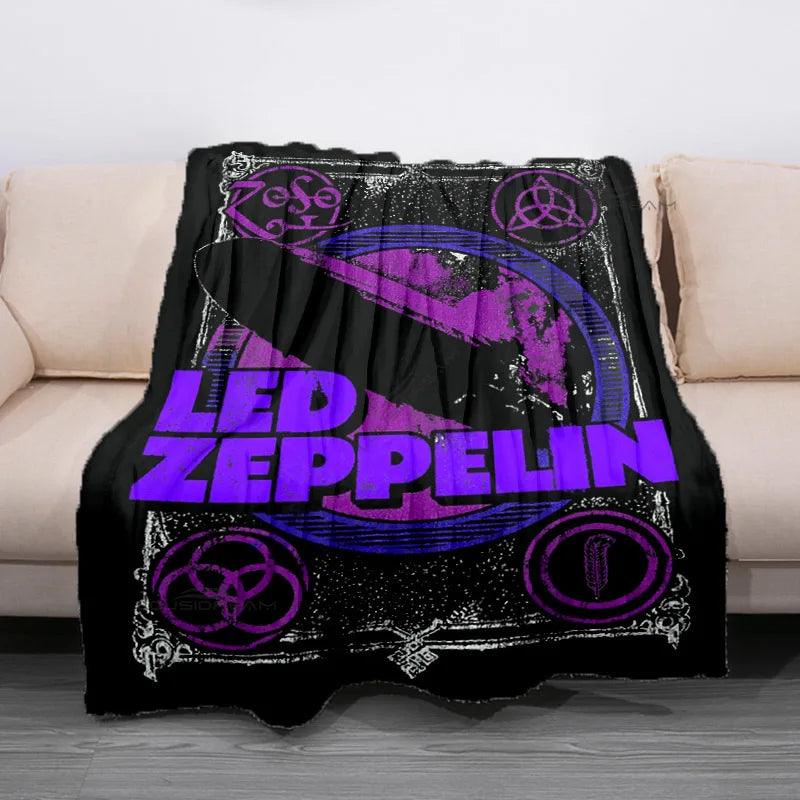 Retro Band Zeppelins Patterns Blanket Led Rock Bank Flannel Blanket Super Soft Sheet Mattresses Cozy Lazy Couch Cover Blanket - Lizard Vigilante