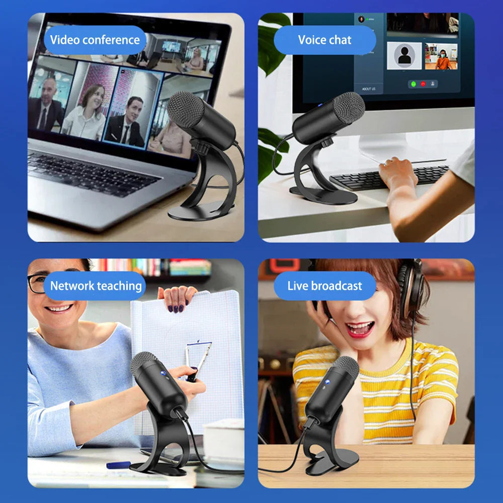 USB Gaming PC Microphone for Streaming Podcasts Desktop Wired Microphone Game Conference Recording Noise Cancelling Microphone