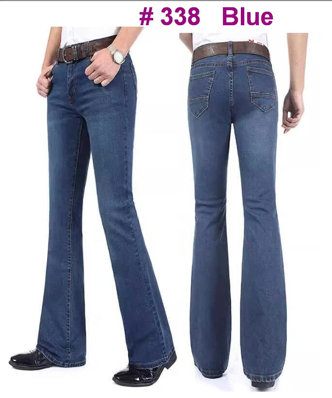 Men's Mid-Rise Elastic Flare Jeans Fashion Men Flare Jeans Men's Denim Pants Multiple Color Size 26-40 - Premium jeans from Lizard Vigilante - Just $25.99! Shop now at Lizard Vigilante