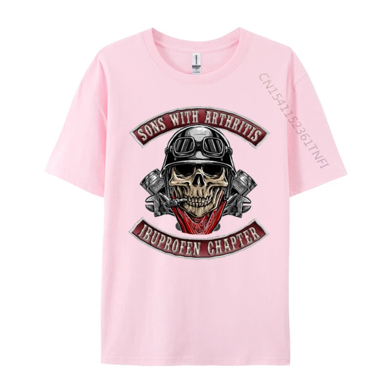 Sons With Arthritis Ibuprofen Chapter Funny Biker Skull T-Shirt – 100% Premium Cotton - Premium T-Shirt from Lizard Vigilante - Just $25.88! Shop now at Lizard Vigilante