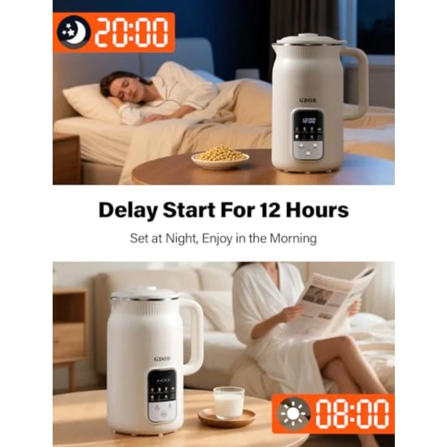 35oz Nut Milk Maker 9in1 Plant Milk Machine for Homemade Almond Oat Soy Milk Juice Smoothie Powerful Blender with 12 Stainless