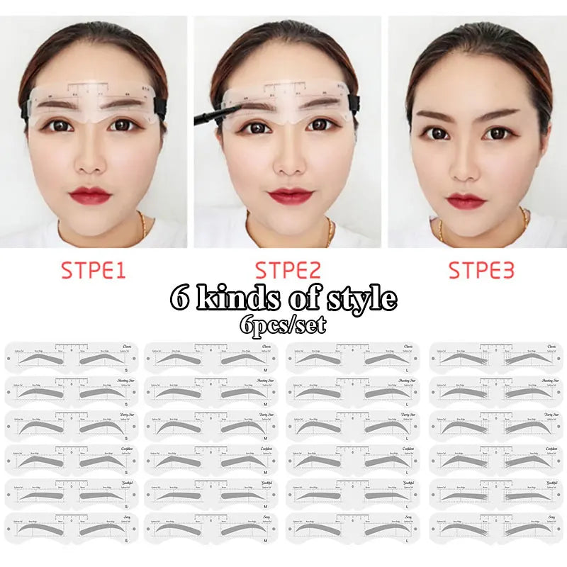 Reusable Eyebrow Stencil Set Soft Ruler Brow Definer Eye Brow Drawing Guide Styling Shaping Grooming Template Card Makeup Tools