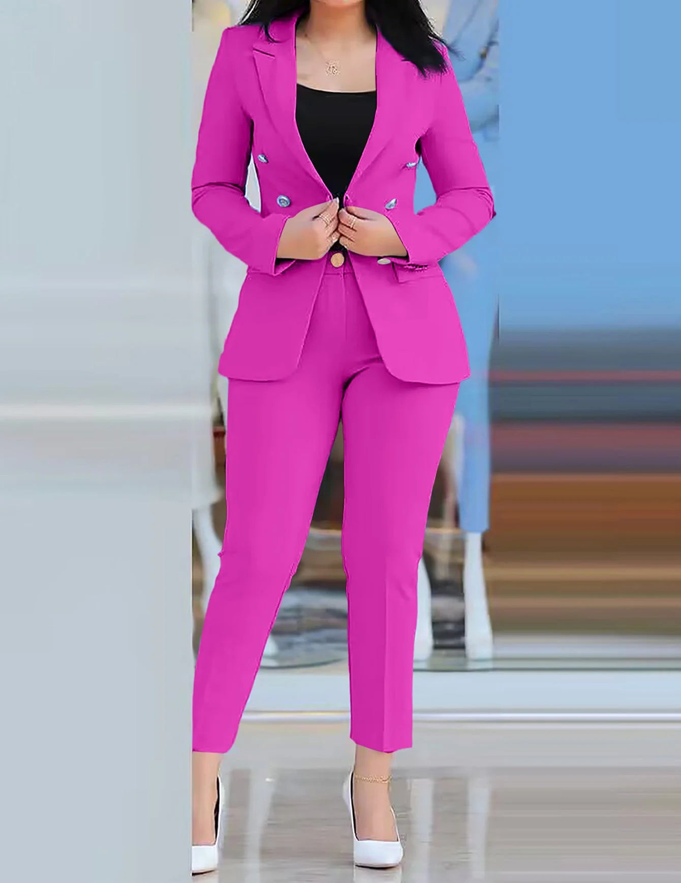 Stylish 2-Piece Women’s Blazer & High Waist Pants Set – Office Collection - Premium blazer set from Lizard Vigilante - Just $38.88! Shop now at Lizard Vigilante