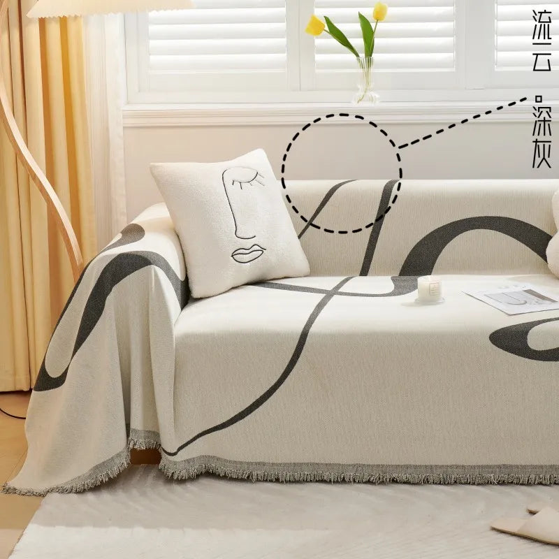 Nordic Throw Blanket – Heavy Stitch Geometric Sofa Tapestry for Home, Camp, and Chaos Nights