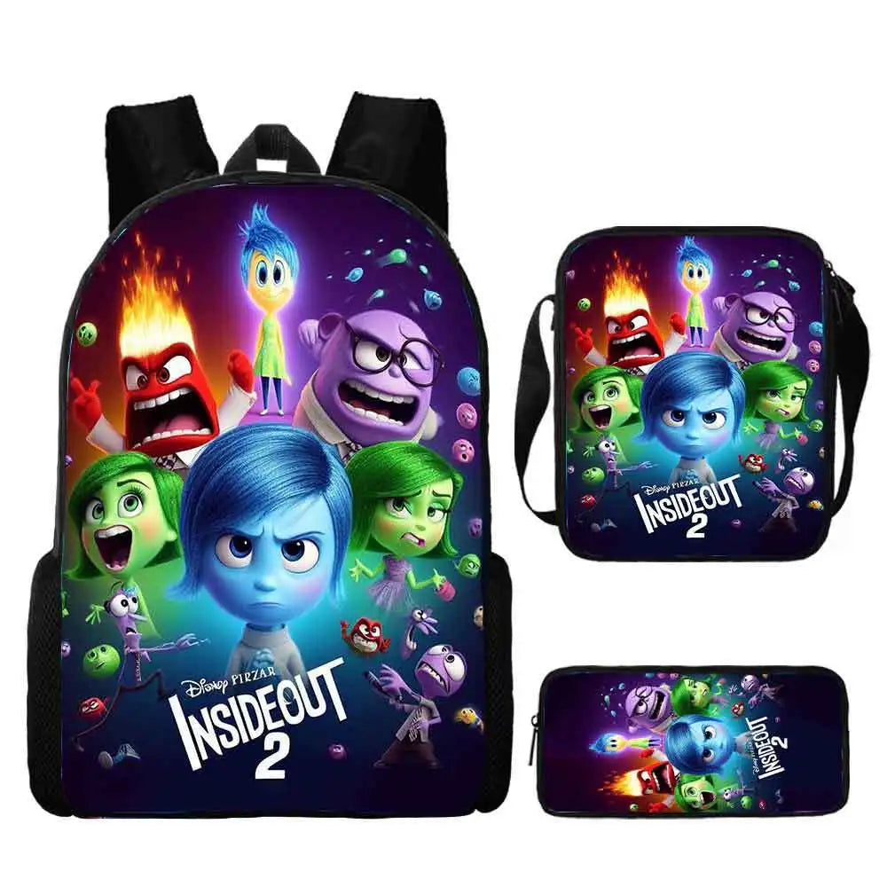 Inside Out Movie Backpack with Lunch Bags Pencil Case Disnee Kids Bags Custom Large Capacity Backpacks - Premium backpack from Lizard Vigilante - Just $34.99! Shop now at Lizard Vigilante