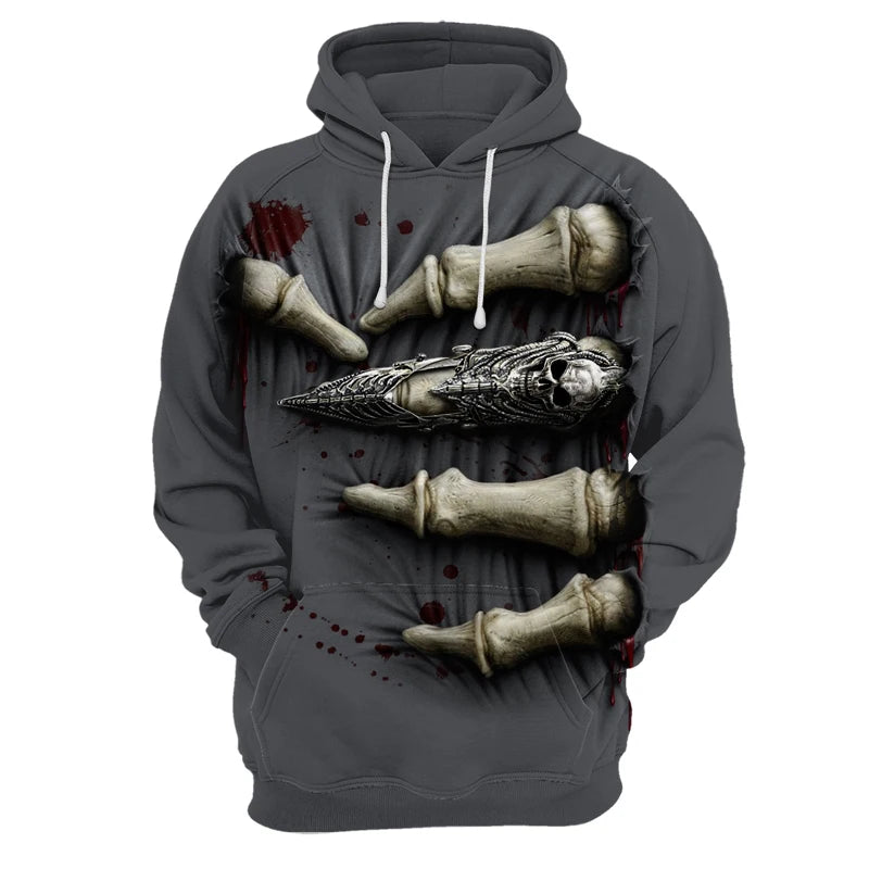 Men's 3D Skull Hoodie Sweatshirt – Funny Harajuku Hip-Hop Streetwear - Premium hoodie from Lizard Vigilante - Just $36.66! Shop now at Lizard Vigilante