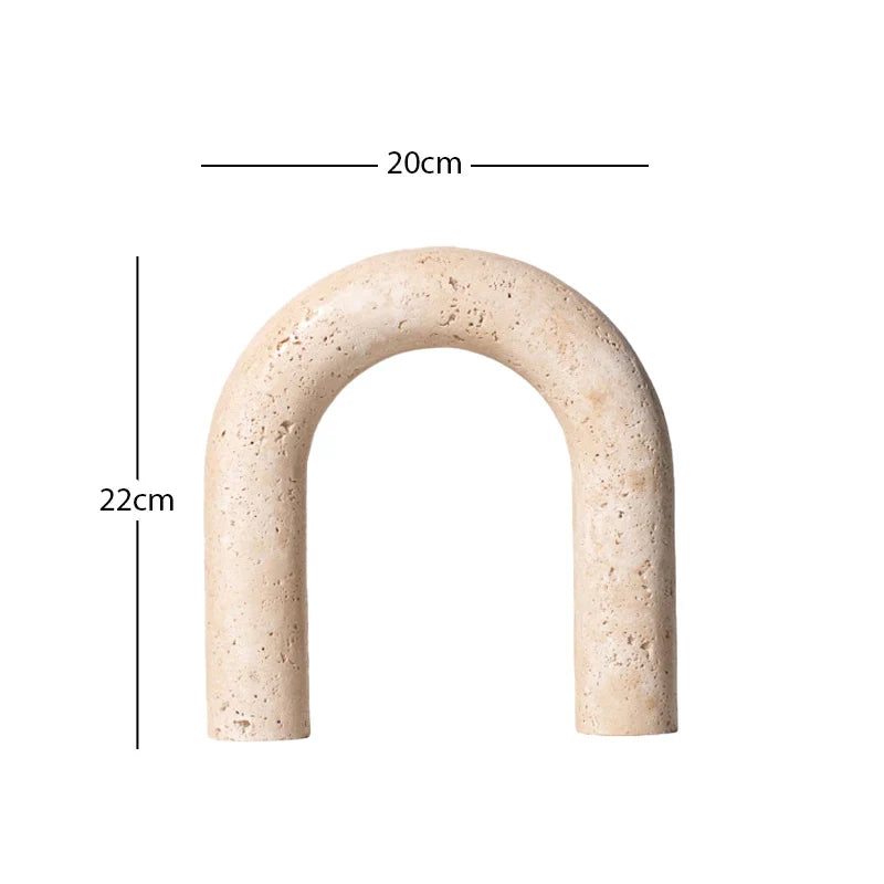 Travertine Sculptures and Figurines Archway Shape Statue for Shelf Coffee Table TV Cabinet Bookshelf Living Room Home Decoration