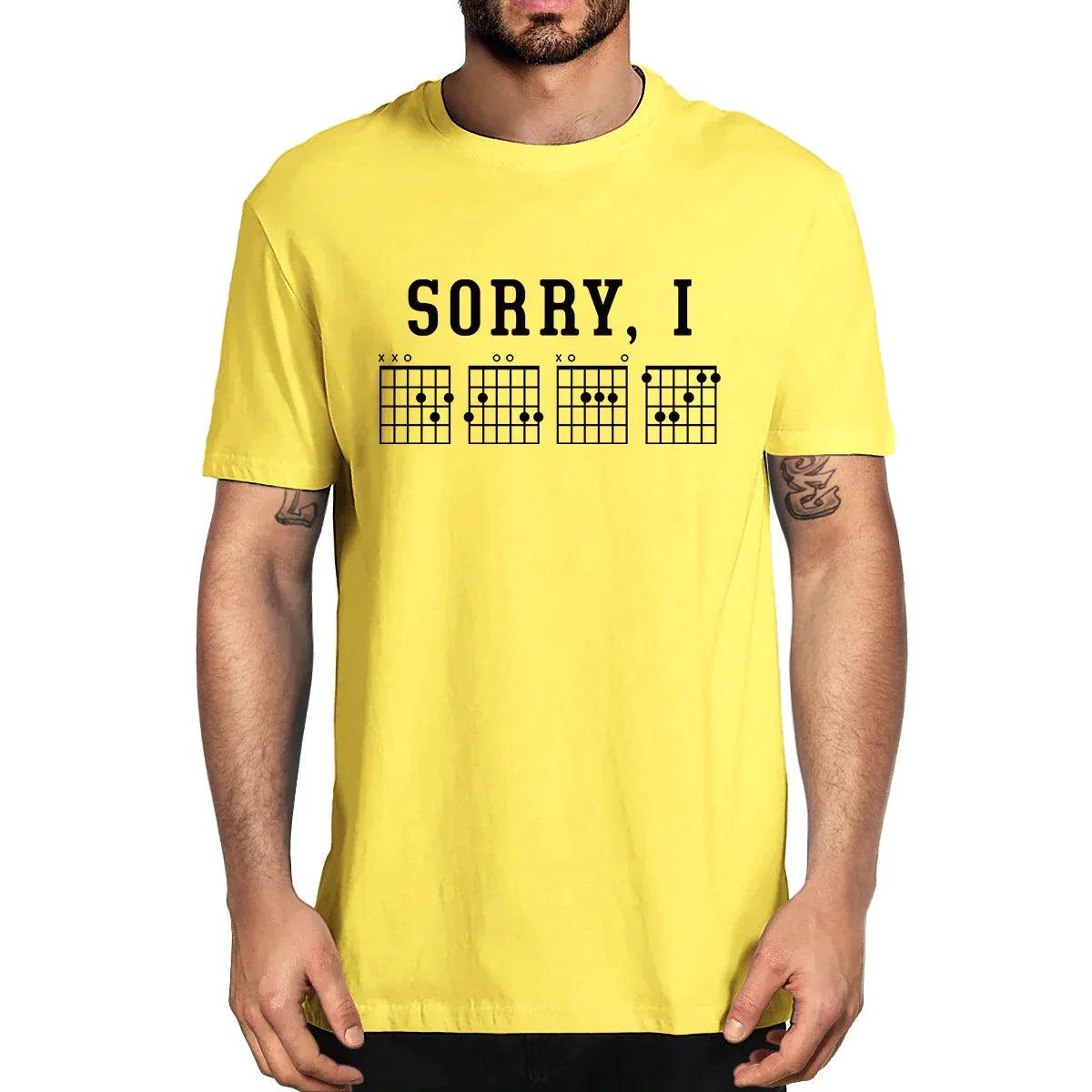 Sorry I-DGAF Hidden Message Guitar Chords Vintage Summer Men's Novelty T-Shirt Women Casual Streetwear Tee 100% Cotton Funny - Lizard Vigilante