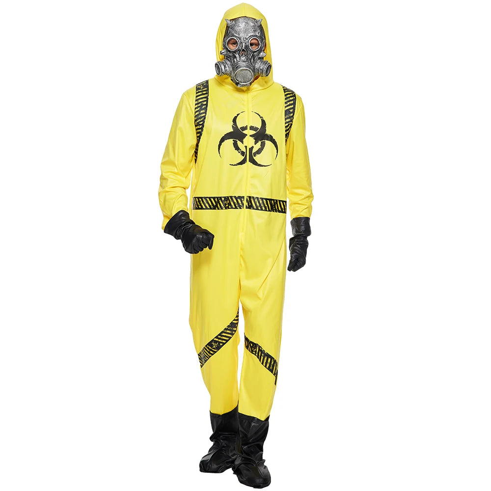 Family Halloween Biohazard Staff Uniform Costume Yellow With Latex Mask Adult Child Jumpsuit Carnival Game NPC Role Playing Suit - Premium costume from Lizard Vigilante - Just $44.99! Shop now at Lizard Vigilante