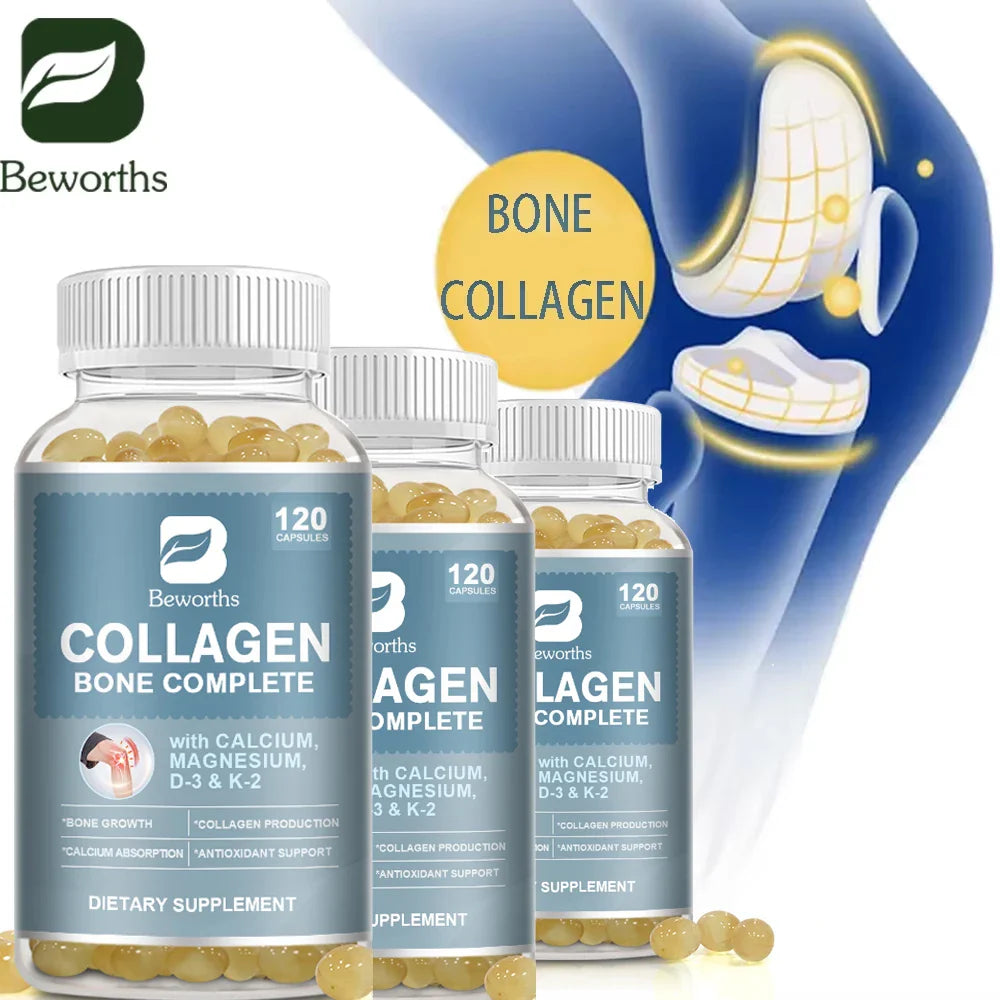 Beworths Bone Collagen Complete Capsules for Calcium Absorption Bone Growth Collagen Antioxidant Support Collagen Production