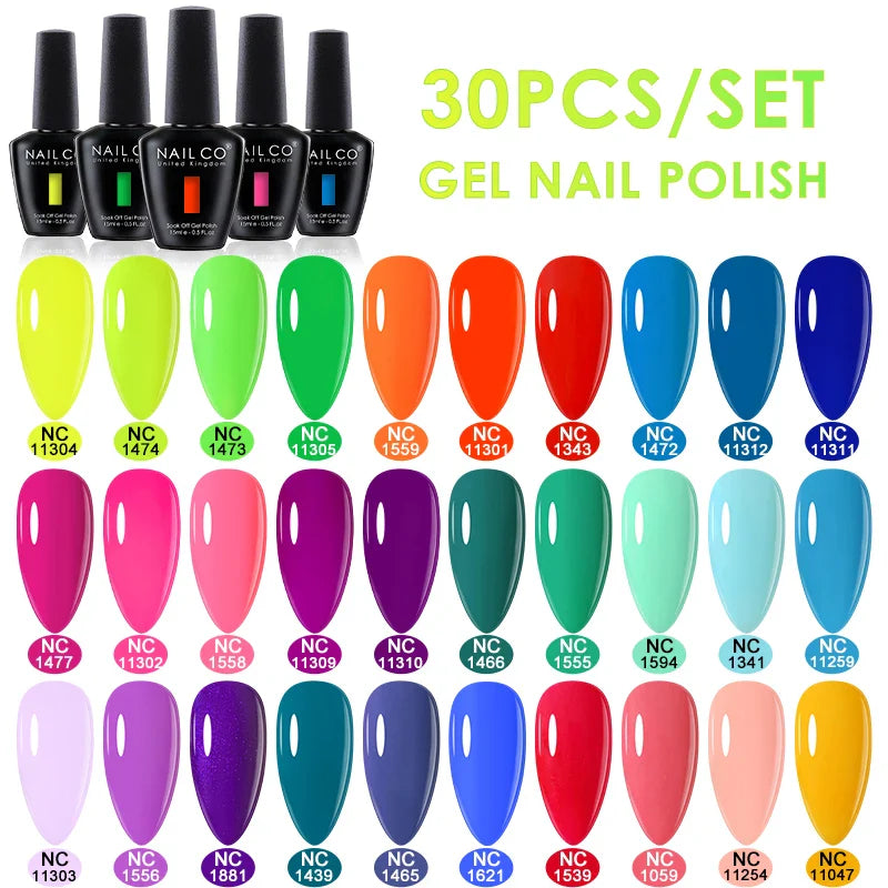 NAILCO 30pcs All-Season Gel Nail Polish Set Nude Pink White Semi Permanent Soak Off UV Gel Manicures DIY Painting Gel Varnish