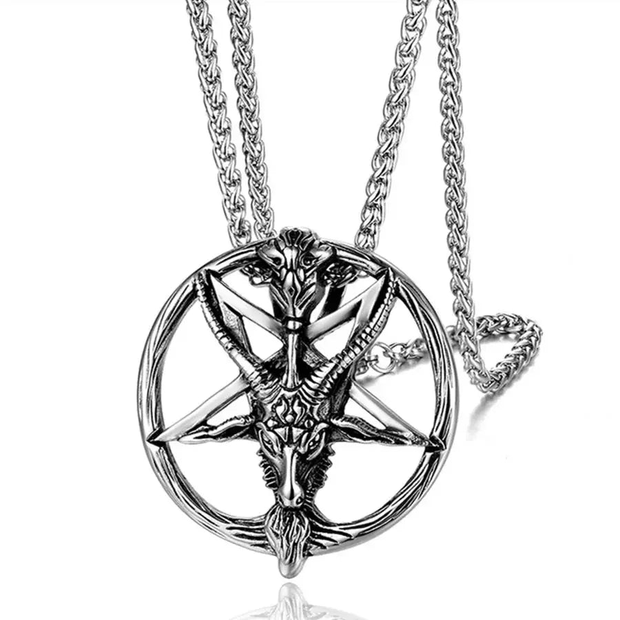 Vintage Lucifer Demon Ram Necklace – Gothic Satanic Pendant for Men – Eye of Truth Punk Party Jewelry - Premium pendant from Lizard Vigilante - Just $16.66! Shop now at Lizard Vigilante