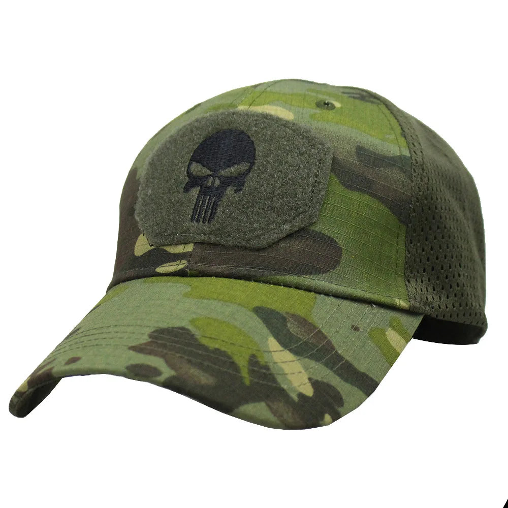 Tactical Camouflage Baseball Cap Mesh Breathable Special Forces Tactical Camo Hat Skull Duck Visor Hat - Premium  from Lizard Vigilante - Just $8.99! Shop now at Lizard Vigilante
